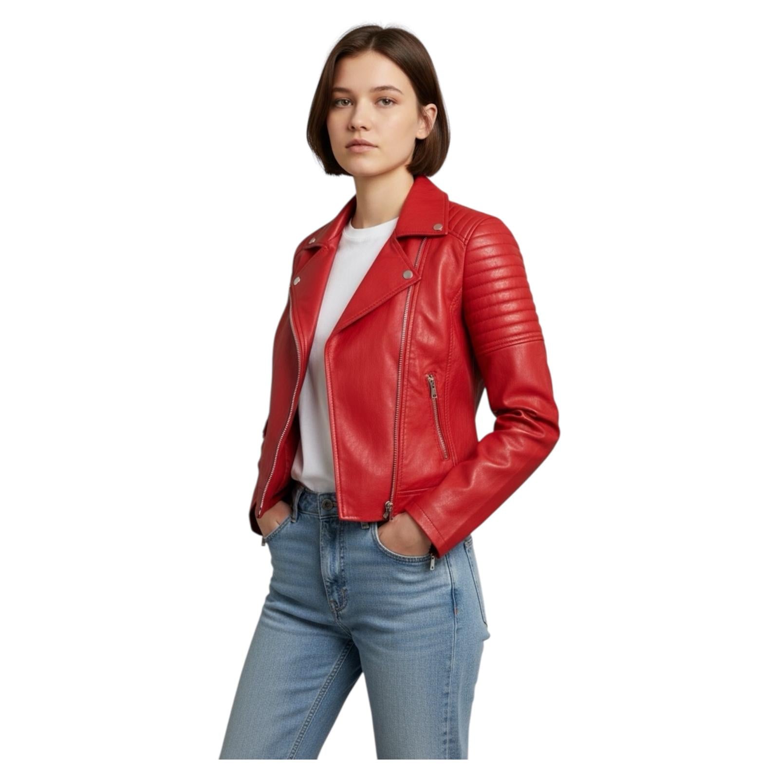 Chaqueta roja tipo motera  Bershka talla L 25 € SIN ESTRENAR