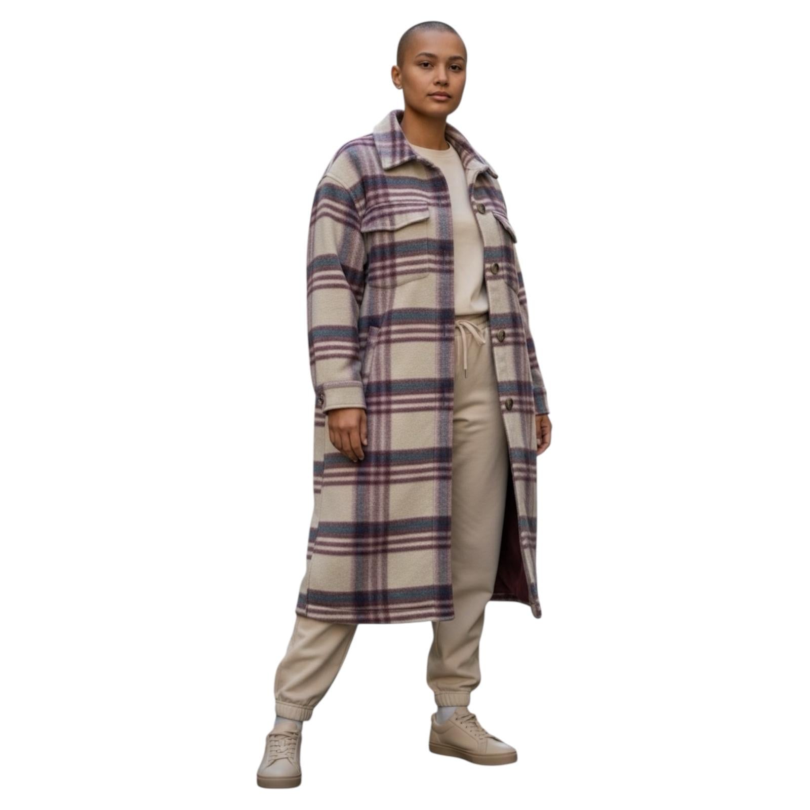 Abrigo largo h&m  cuadros talla M  47,99 €