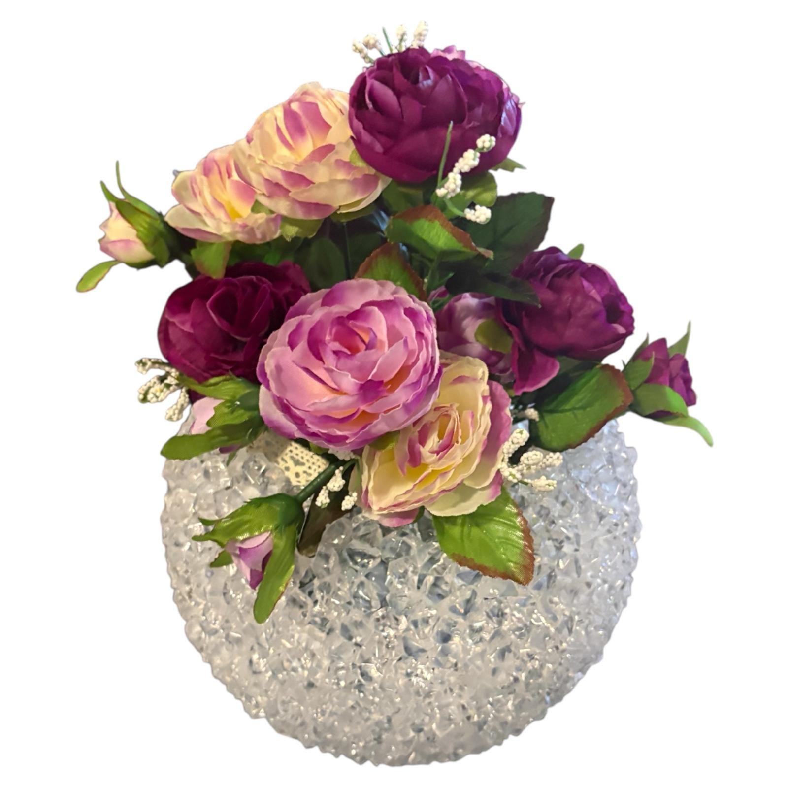 JARRON REDONDO CON DETALLE PIEDRS DE GEMA TRANSPARENTES