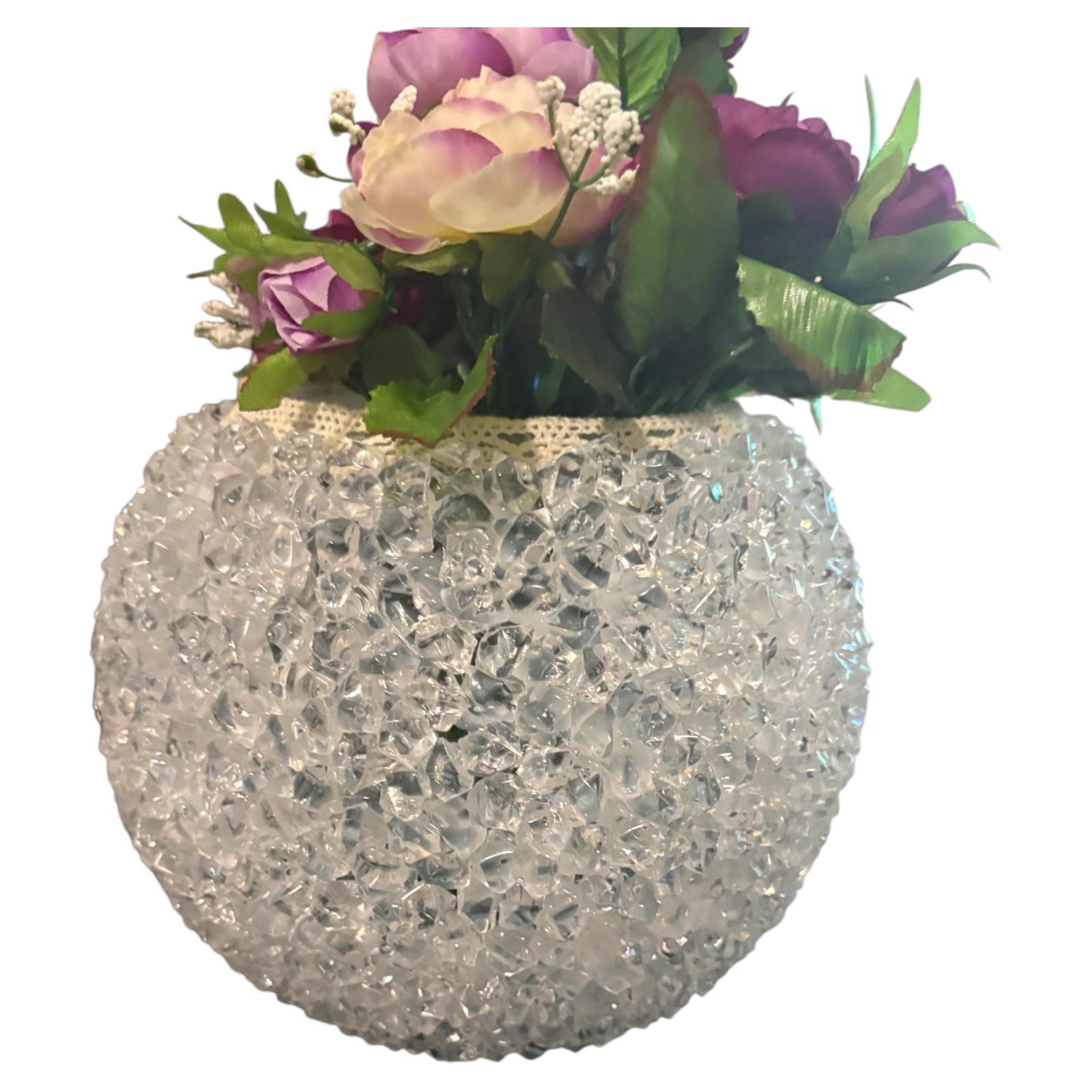 JARRON REDONDO CON DETALLE PIEDRS DE GEMA TRANSPARENTES