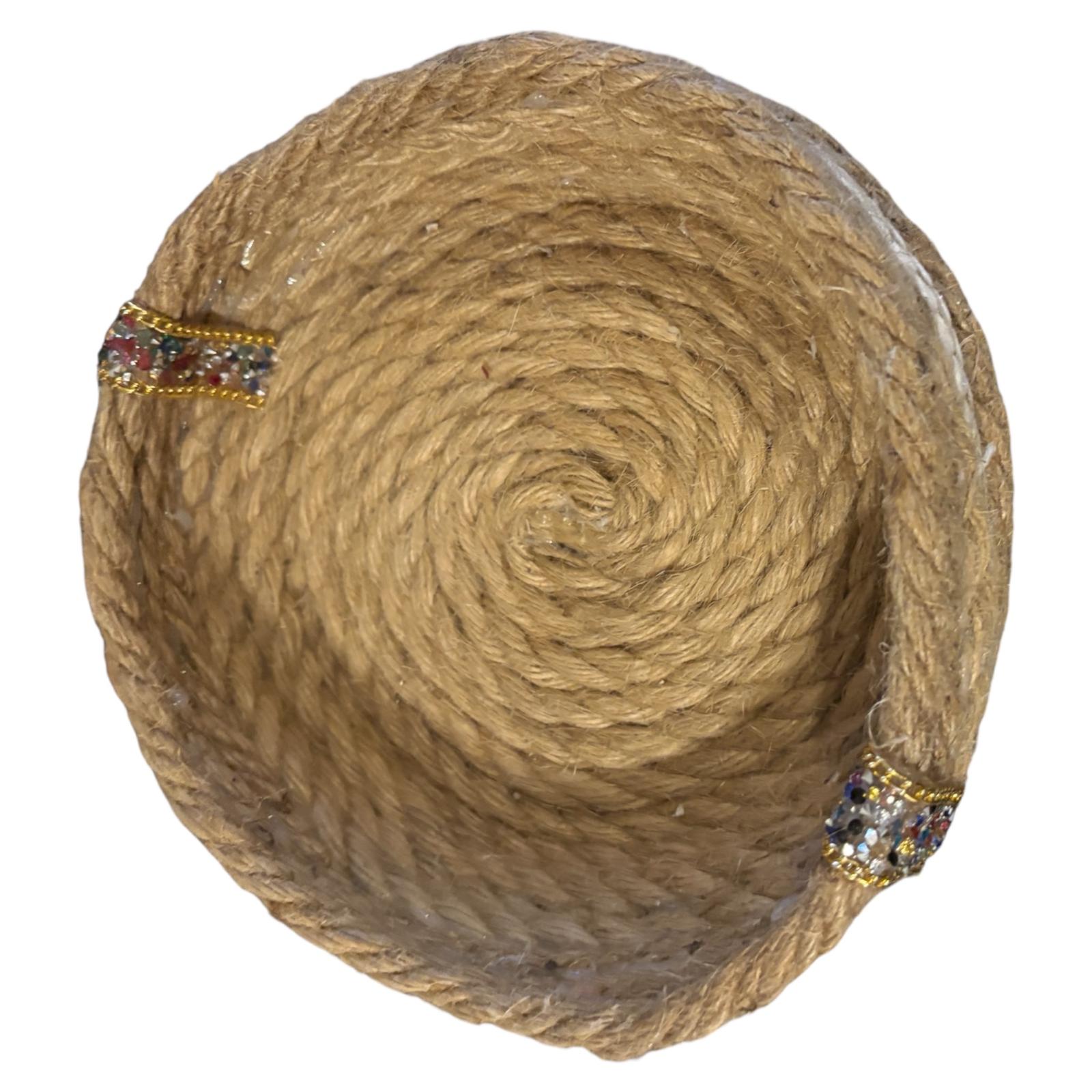 CESTA REDONDA DE YUTE CON DETALLES