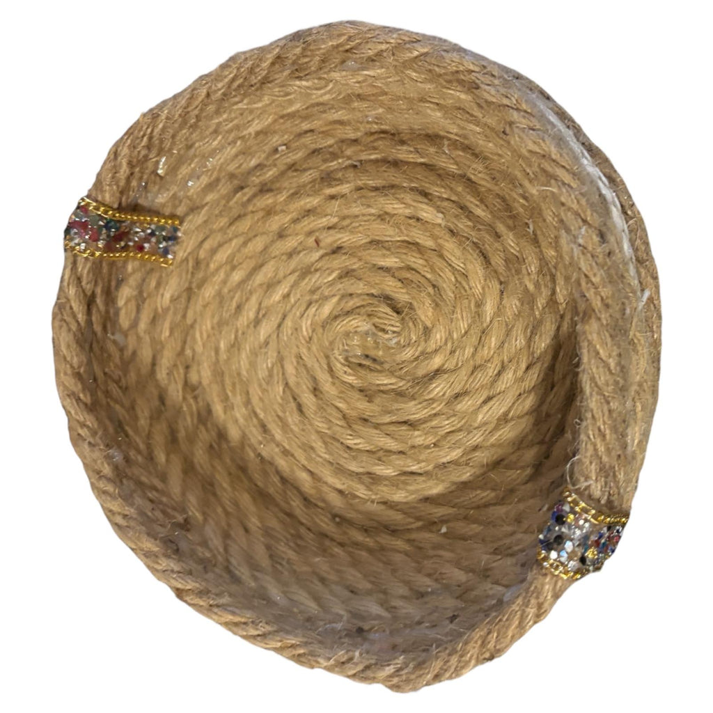 CESTA REDONDA DE YUTE CON DETALLES