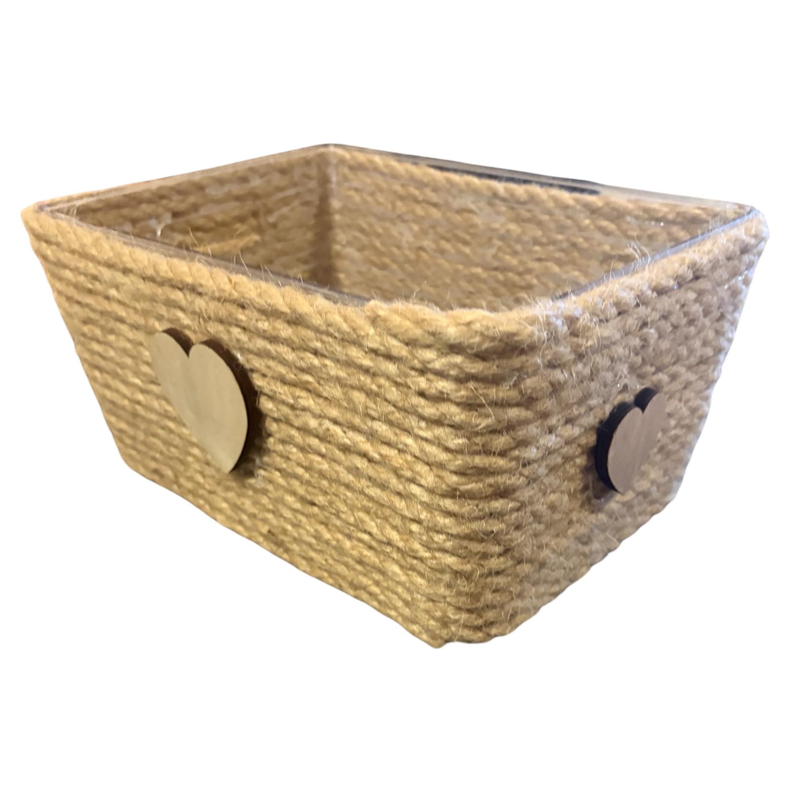 CAJA PLASTICO DECORADA CON YUTE