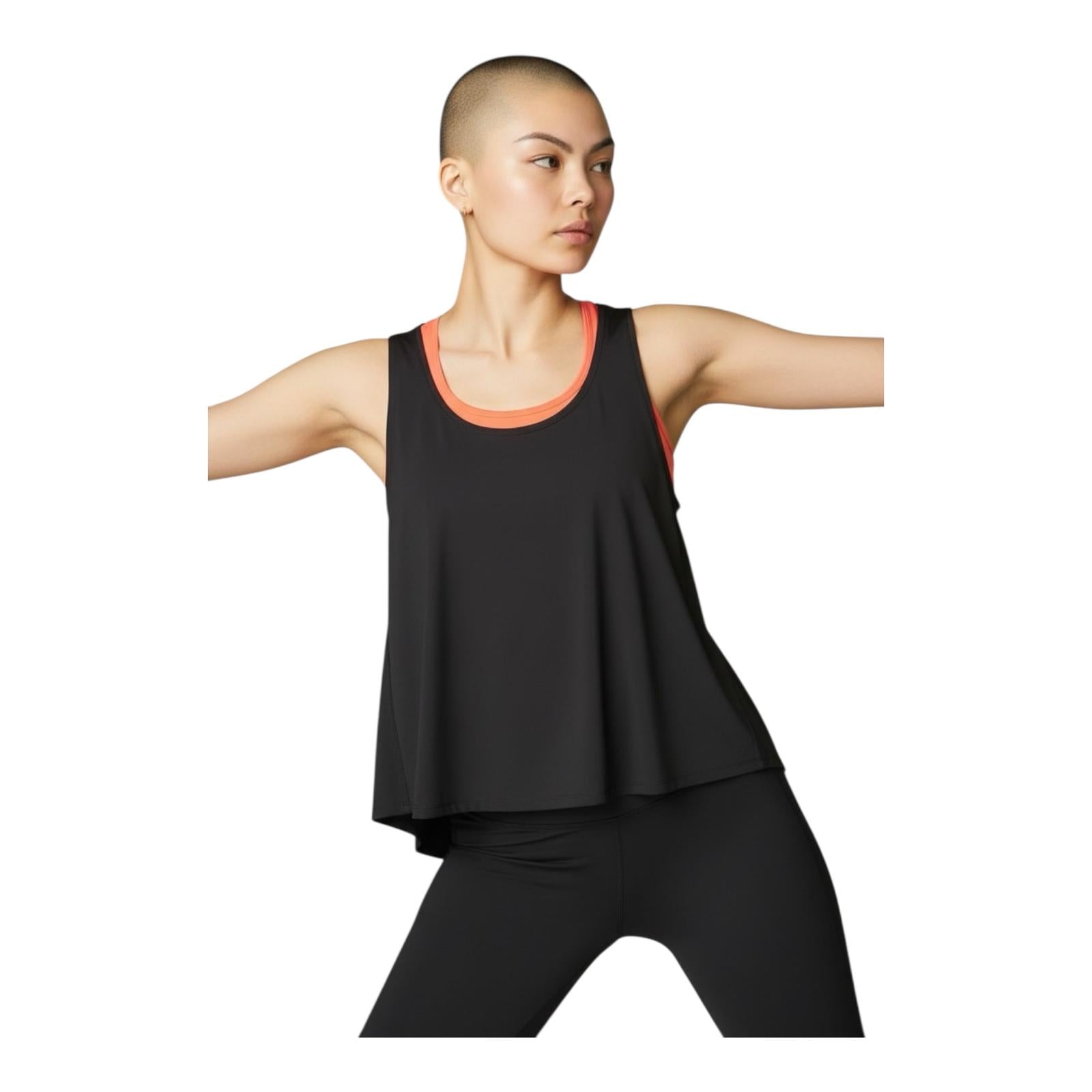 Camiseta deportiva negra con sujetador naranja talla M 6,49€