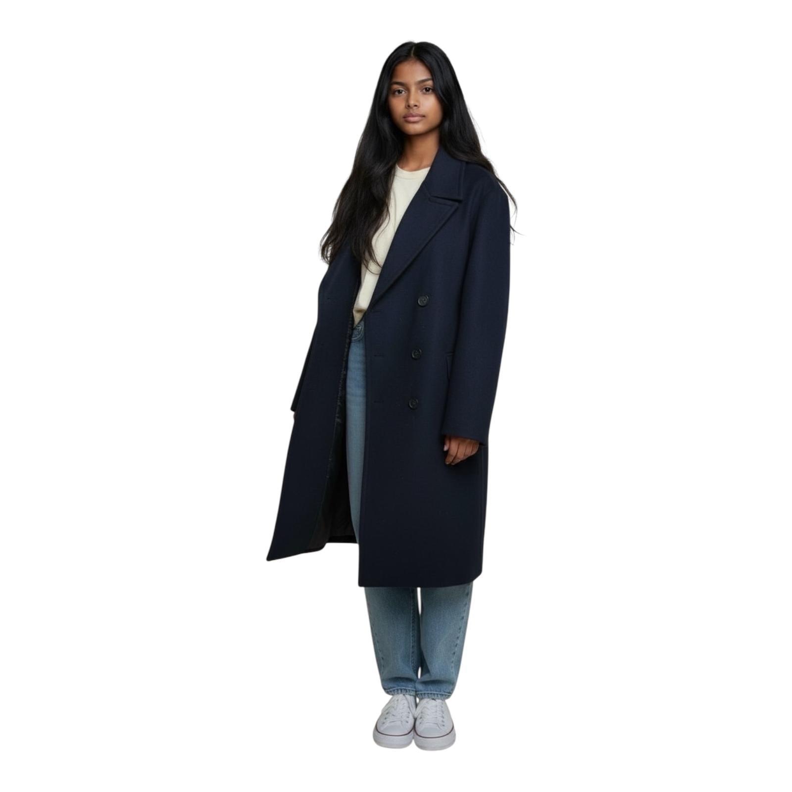 Abrigo largo azul marino  talla L Zara 38.99€